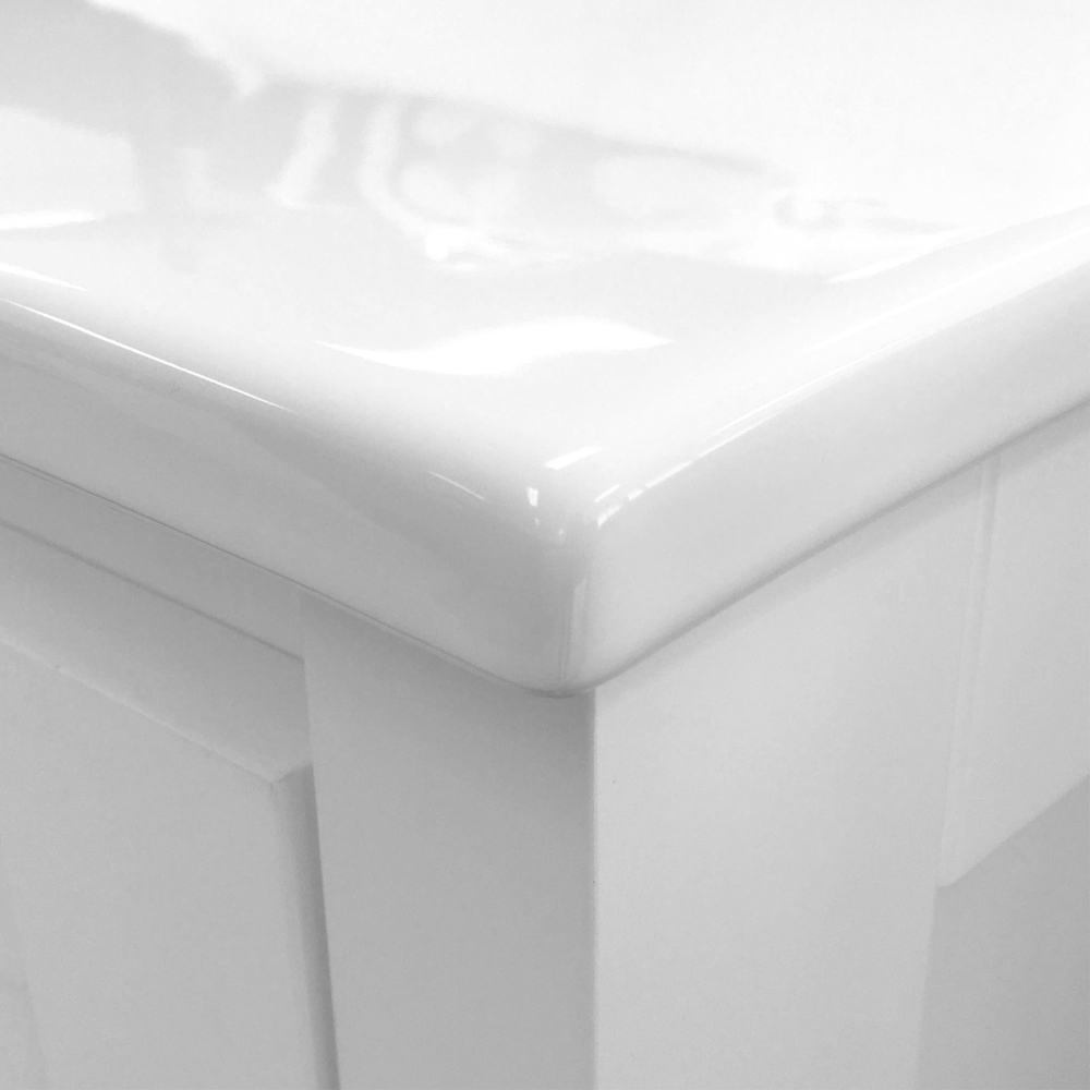 dolce unicab ceramic top & vanity on kickboard 0900mm, gloss white right hand drawers