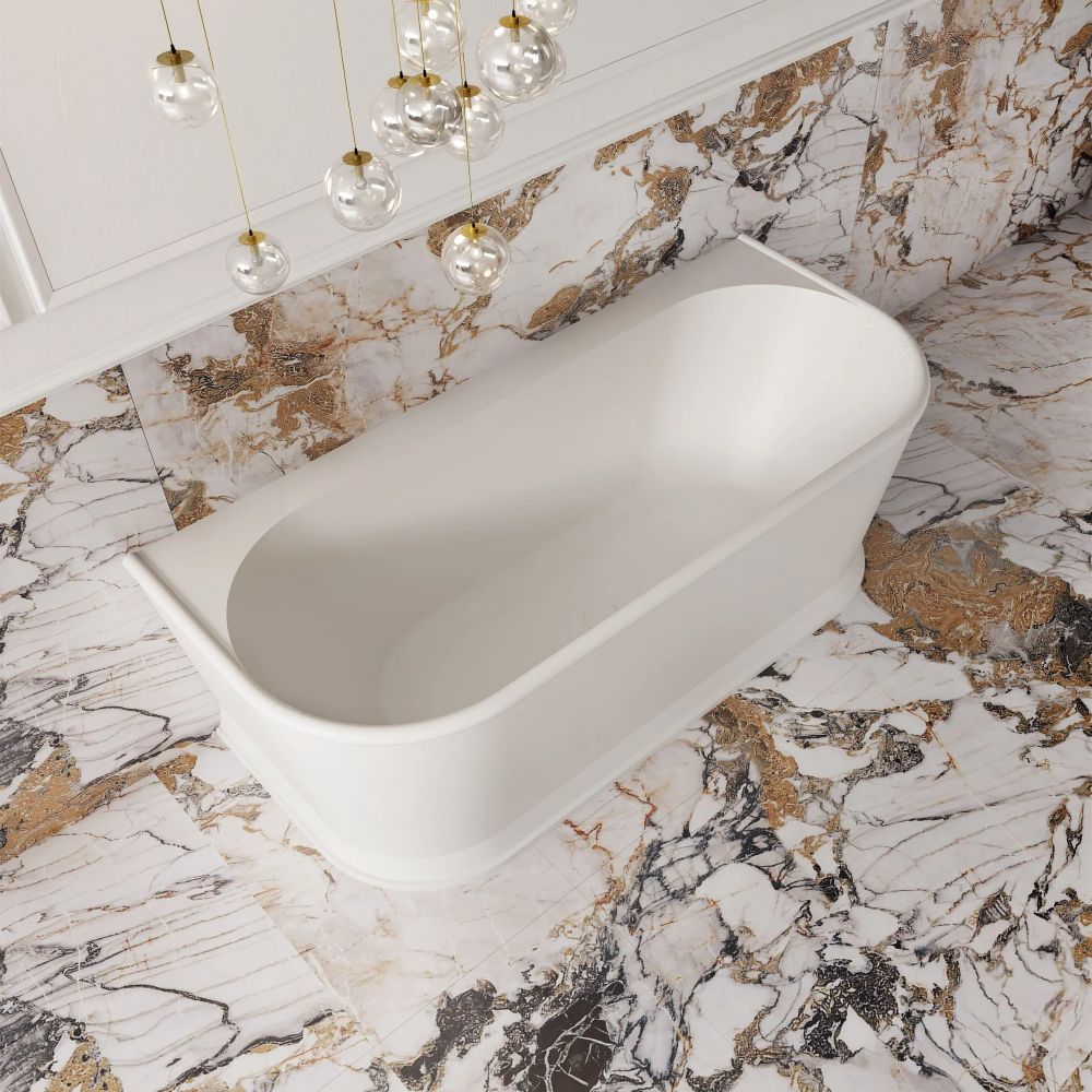 westminster back to wall freestanding bath, gloss white 1700mm