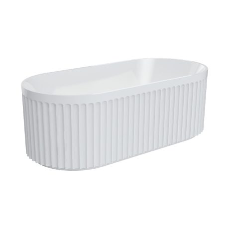eleanor fluted freestanding acrylic bath, gloss white 1500mm