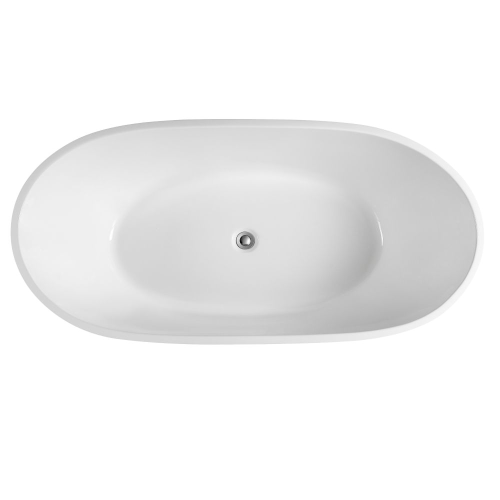 olivia free standing bathtub, matte white 1700mm no overflow