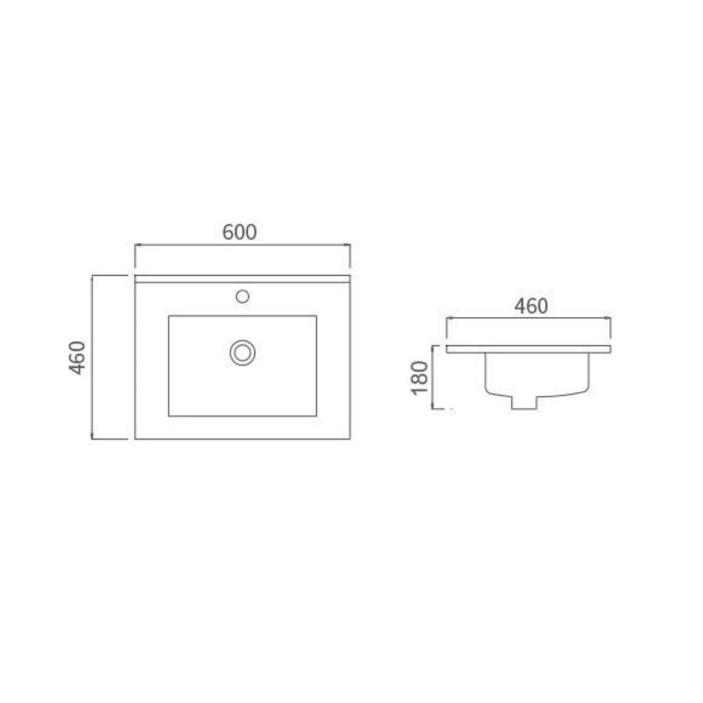 classic pvc floor mount single basin vanity 0600mm, vanity top