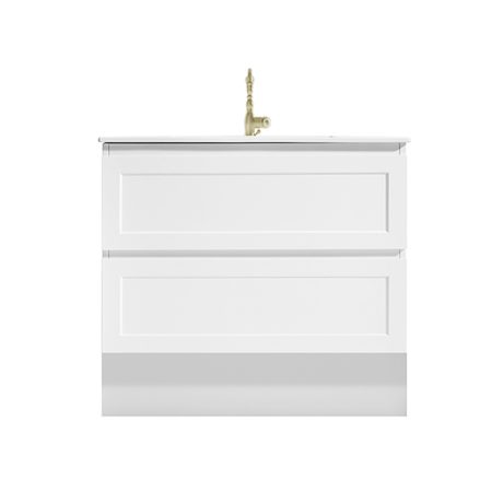 marland floor mount vanity 0900mm single basin top, matte white