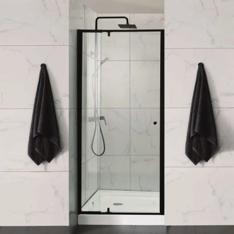 semi frame wall to wall pivot door shower, gun metal 1050 1150mm