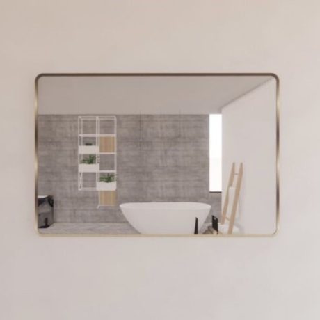abs rectangle framed mirror, brushed gold 0900 x 0750mm
