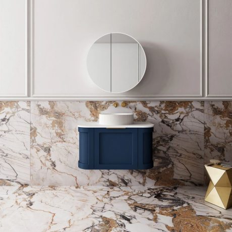 westminster curved wall hung vanity 0750mm, vintage blue