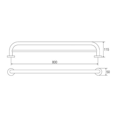 comfort towel rail double, chrome 800mm