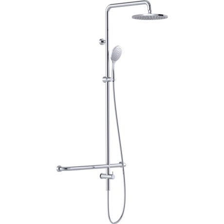 linear twin waters shower with mf grab rail, chrome 450mm, steamjet xl right hand
