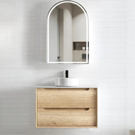byron 0750mm natural oak wall hung vanity cabinet only