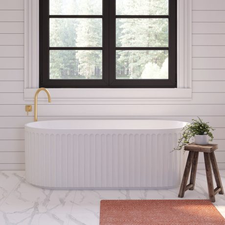 eleanor fluted freestanding acrylic bath, gloss white 1700mm