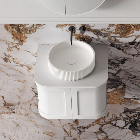 westminster curved wall hung vanity 0600mm, pale grey