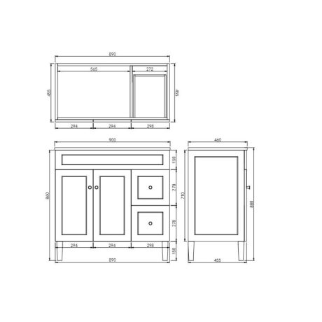 harrington pvc 1200mm matte white cabinet only, right hand drawers matte white handle