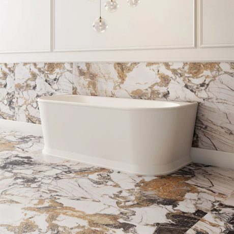 westminster back to wall freestanding bath, matte white 1700mm