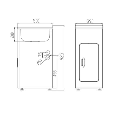 30l stainless steel laundry tub cabinet freestanding, gloss white 390x500x925mm