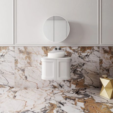 westminster curved wall hung vanity 0600mm, matte white