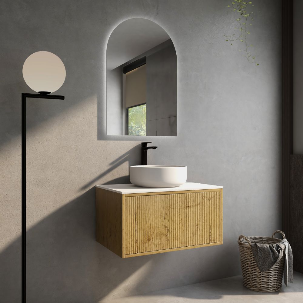 bellevue vanity, prime oak 0750mm cabinet only, single basin