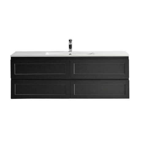 fremantle all drawers single basin wall hung vanity, matte black