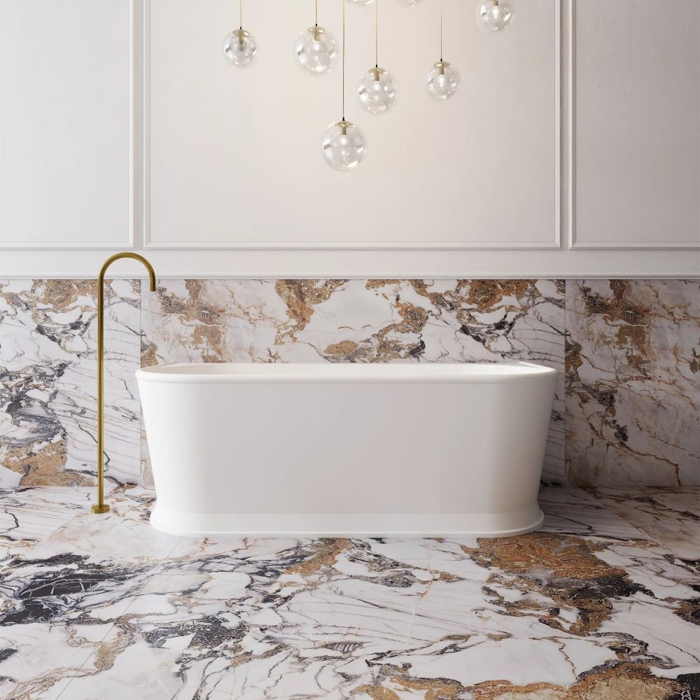 westminster back to wall freestanding bath, matte white 1700mm