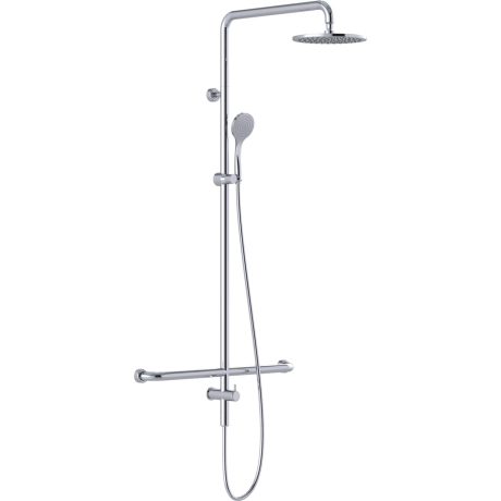 linear twin waters shower with mf grab rail, chrome 450mm, steamjet middle fix