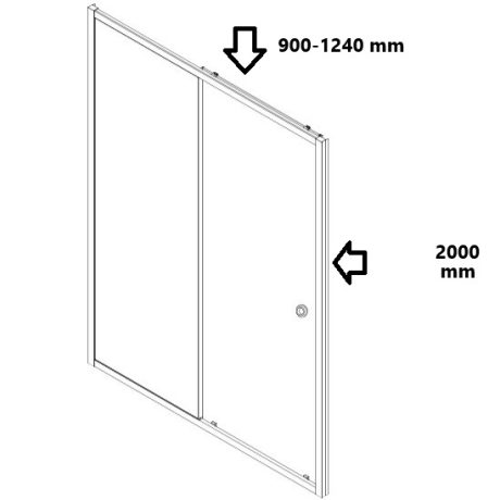 semi frameless wall to wall shower screen with sliding door, light gold 1100 1240mm