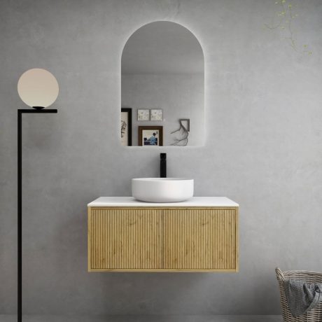 bellevue vanity, prime oak 0900mm, cabinet only, right hand draws, single basin