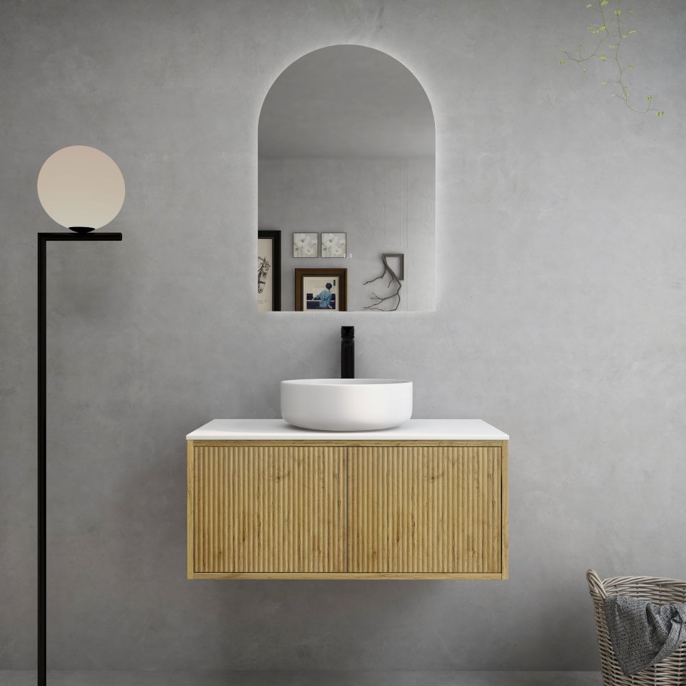 bellevue vanity, prime oak 0900mm, cabinet only, right hand draws, single basin