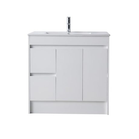 classic pvc floor mount single basin vanity 0750mm lh drawers, cabinet only