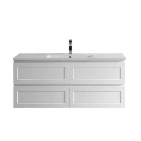 fremantle all drawers single basin wall hung vanity, matte white