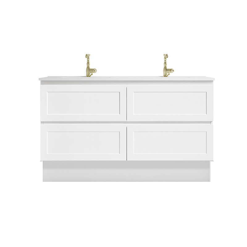marland floor mount vanity 1500mm double basin top, matte white