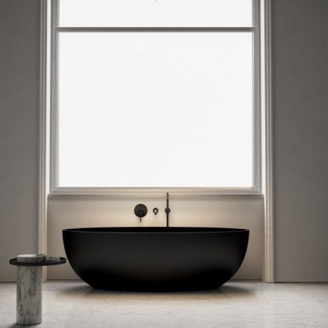 stella oval shape free standing bath, matte black 1700mm