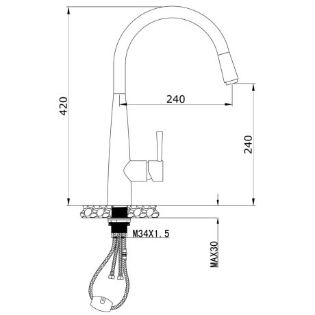 kasper pull out kitchen mixer, pvd dusk