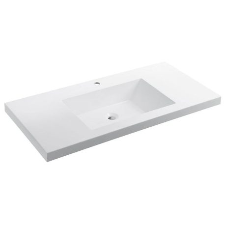 volvo single bowl polymarble top with no overflow & 1 tap hole, gloss white 0900mm