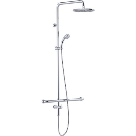 linear twin waters shower with mf grab rail, chrome 450mm, princess left hand