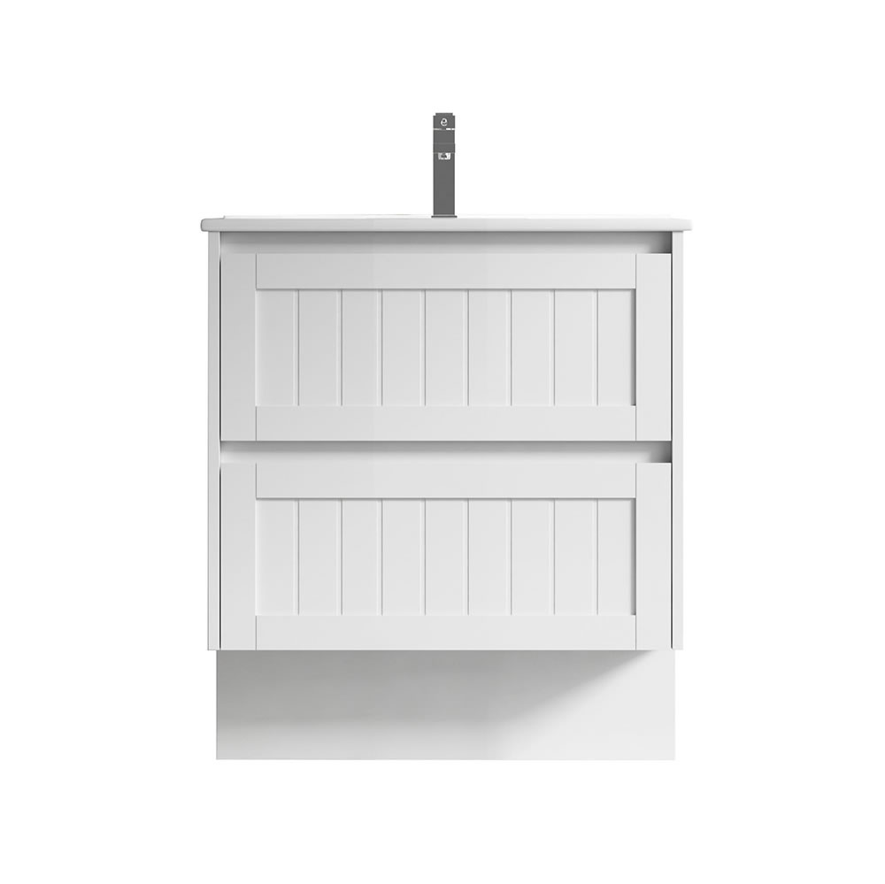 armonia floor mount vanity 0750mm single basin top, gloss white