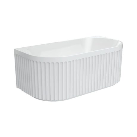 eleanor fluted back to wall acrylic bath, gloss white 1700mm