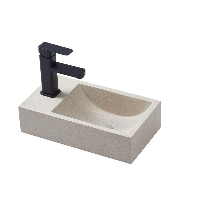 spoleto concrete basin left mount, white sandstone