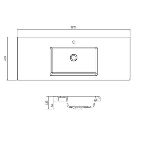 volvo single bowl 1 tap hole polymarble top, gloss white 1200mm