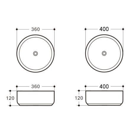 round 499 ceramic fluted above counter basin, matte black 360mm