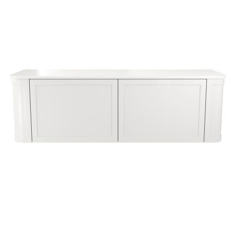 mila curved wall hung cabinet, satin white 1500mm