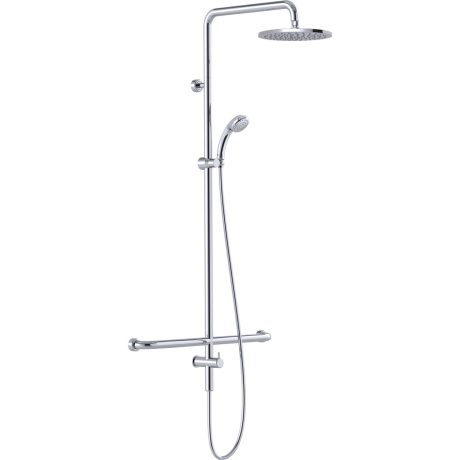 linear twin waters shower with mf grab rail, chrome 450mm, princess middle fix
