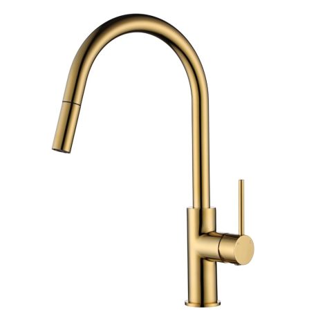 star mini pull out kitchen mixer, pvd polished brass