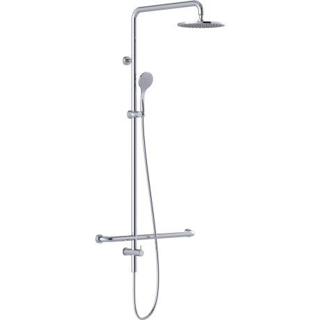 linear twin waters shower with mf grab rail, chrome 450mm, steamjet right hand