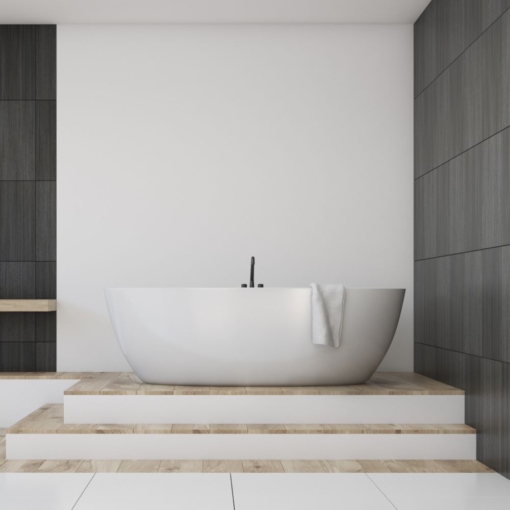 olivia free standing bathtub, gloss white 1300mm no overflow