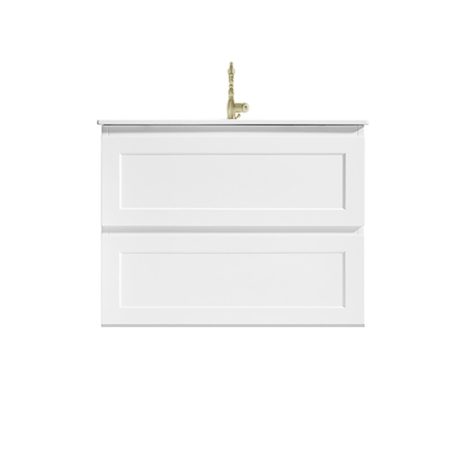 marland wall mount vanity 0750mm single basin top, matte white