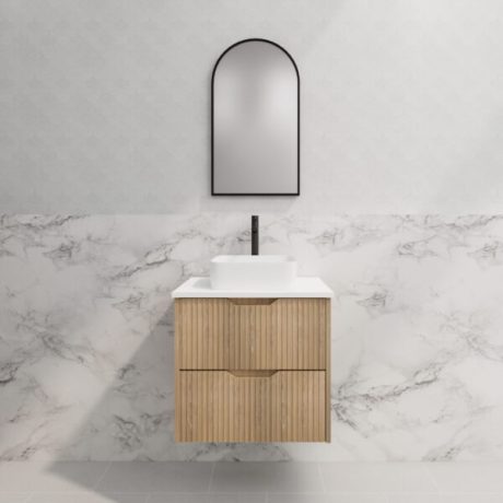 bali american oak wall hung fluted vanity cabinet only 0600mm