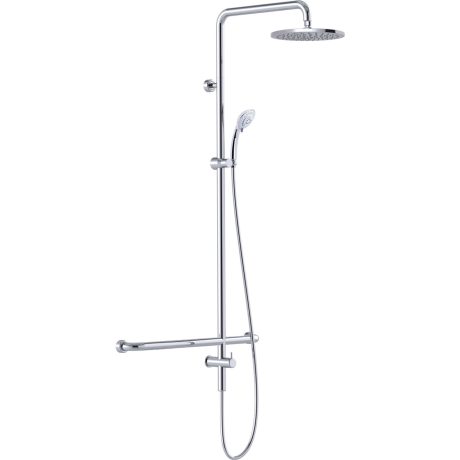 linear twin waters shower with mf grab rail, chrome 450mm, breeze right hand