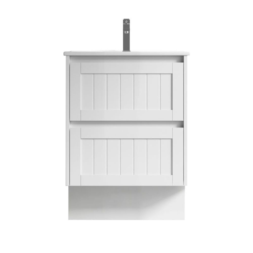 armonia floor mount vanity 0600mm single basin cabinet only, gloss white