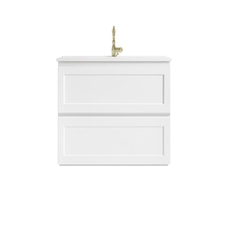 marland wall mount vanity 0600mm single basin cabinet only, matte white