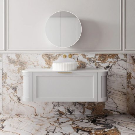 westminster curved wall hung vanity 1200mm, pale grey