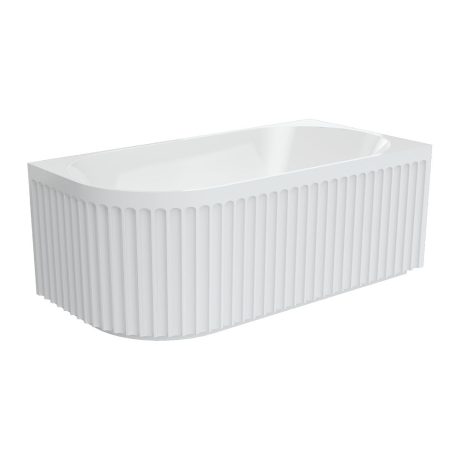 eleanor fluted left hand acrylic corner bath, gloss white 1500mm