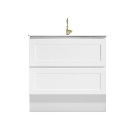 marland floor mount vanity 0750mm single basin cabinet only, matte white